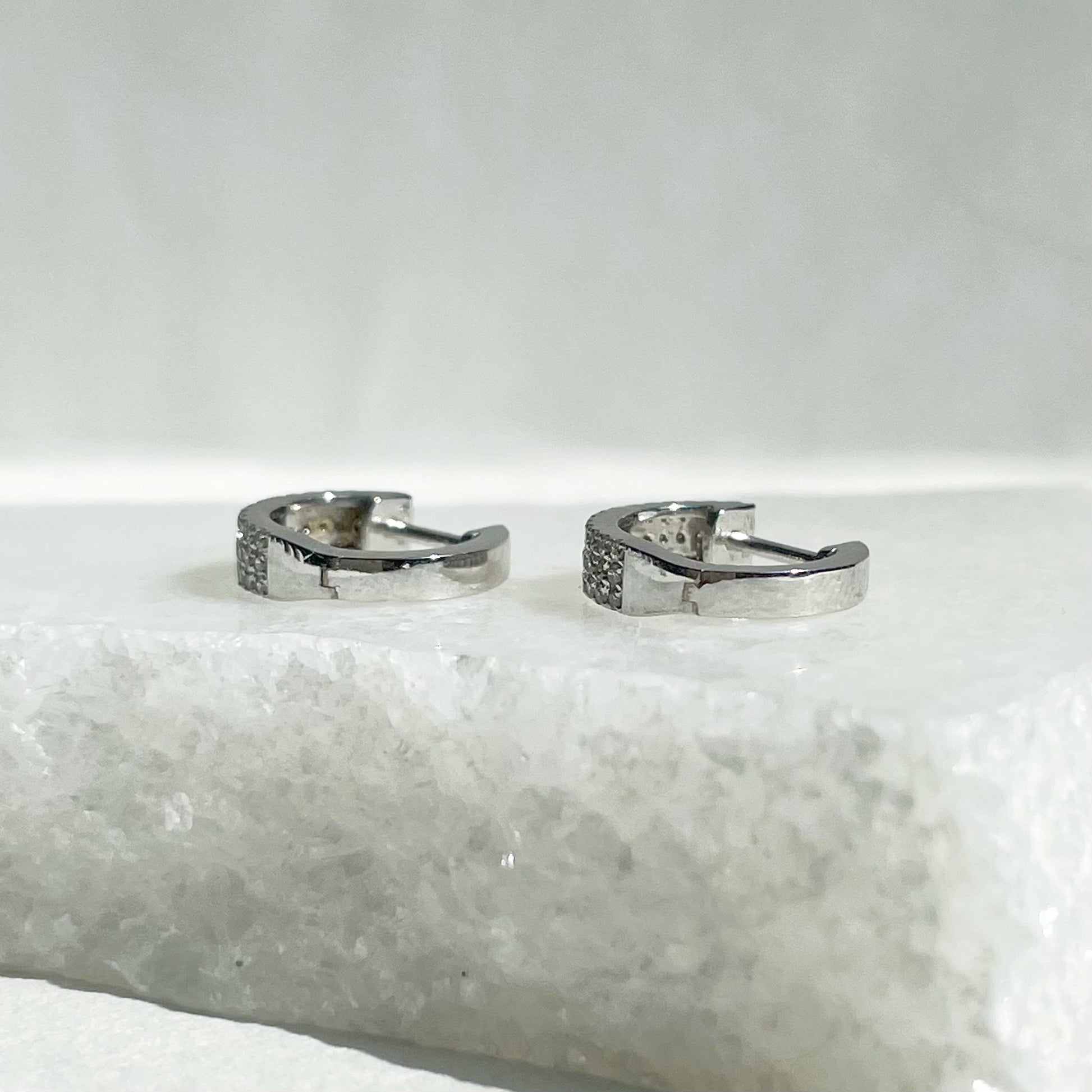 14K Solid Gold Genuine Bold Diamond Hoops/Pair