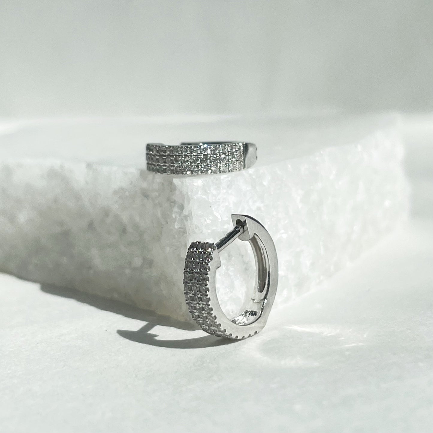 14K Solid Gold Genuine Bold Diamond Hoops/Pair