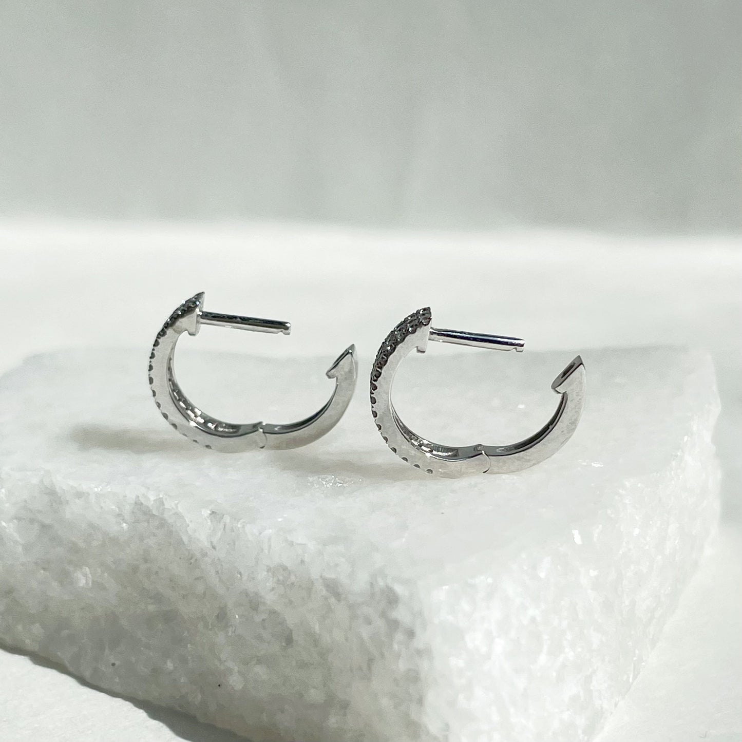 14K Solid Gold Genuine Bold Diamond Hoops/Pair