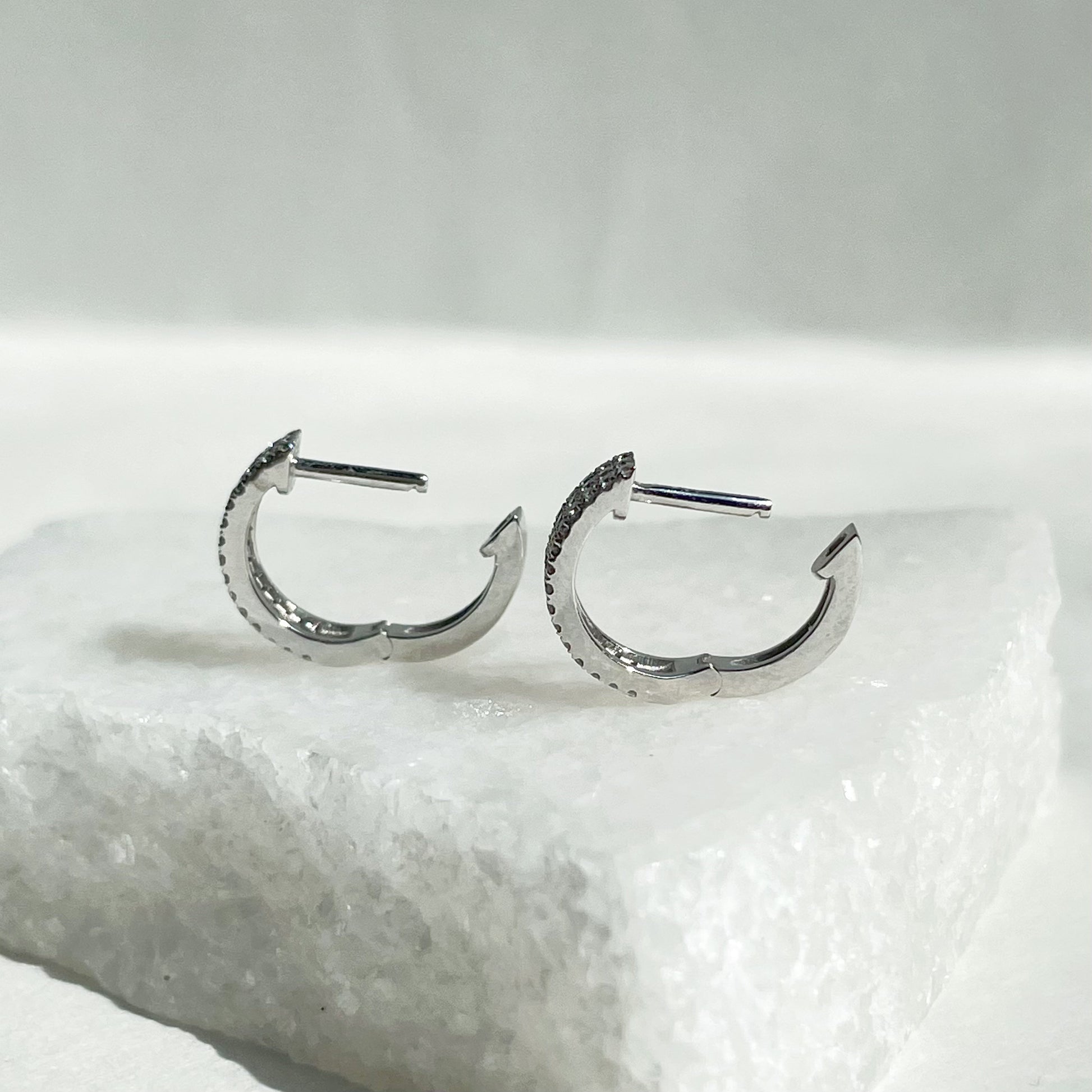 14K Solid Gold Genuine Bold Diamond Hoops/Pair