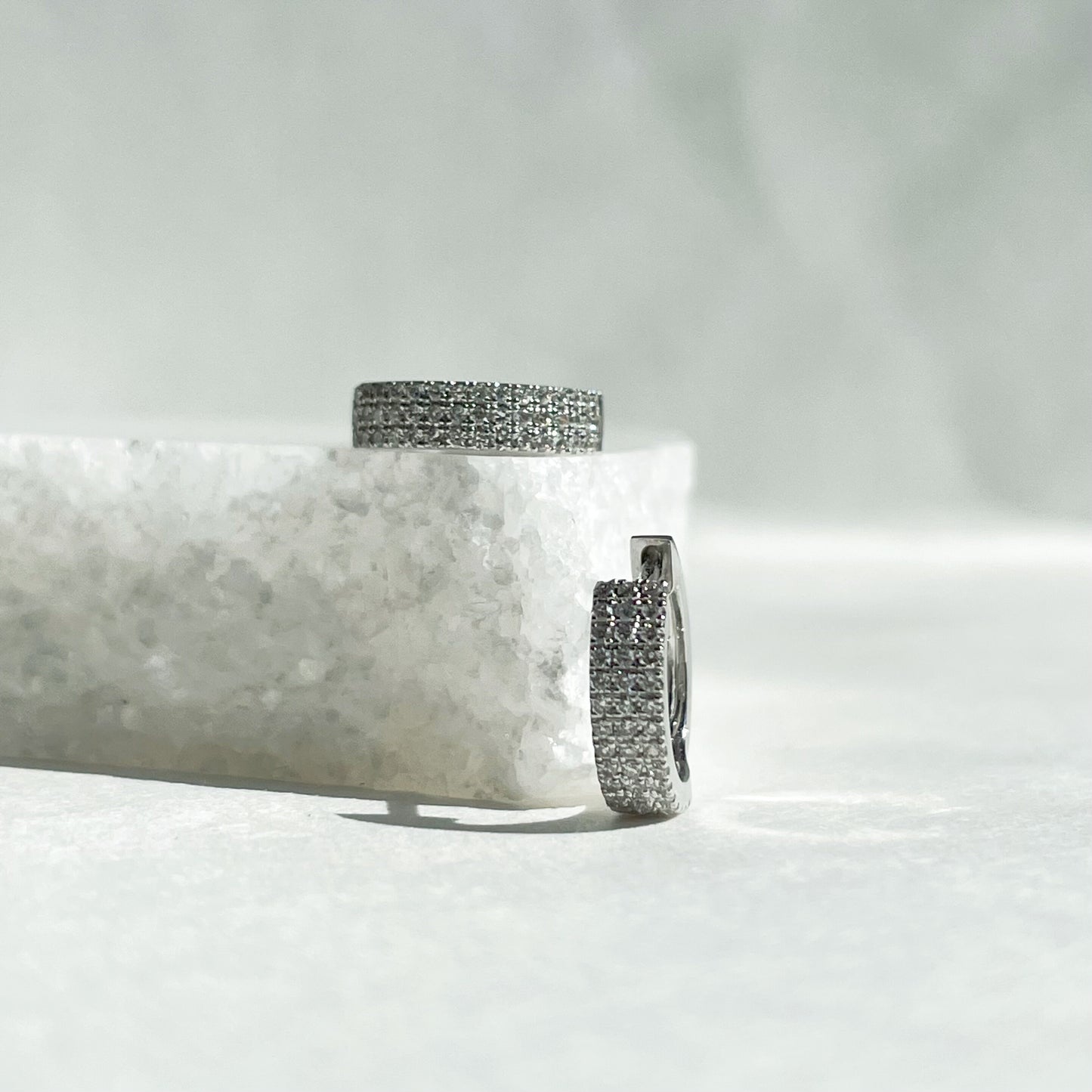 14K Solid Gold Genuine Bold Diamond Hoops/Pair