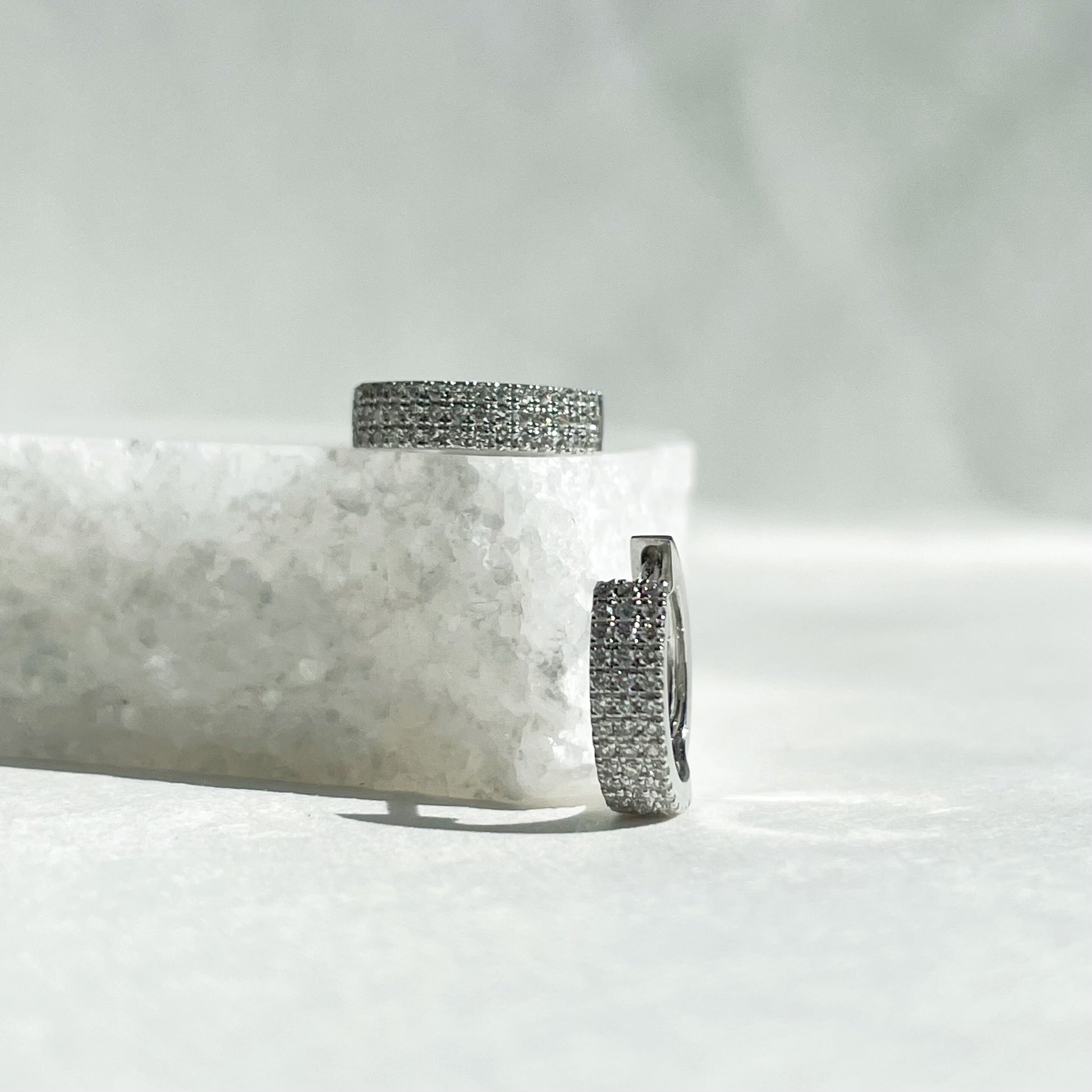 14K Solid Gold Genuine Bold Diamond Hoops/Pair