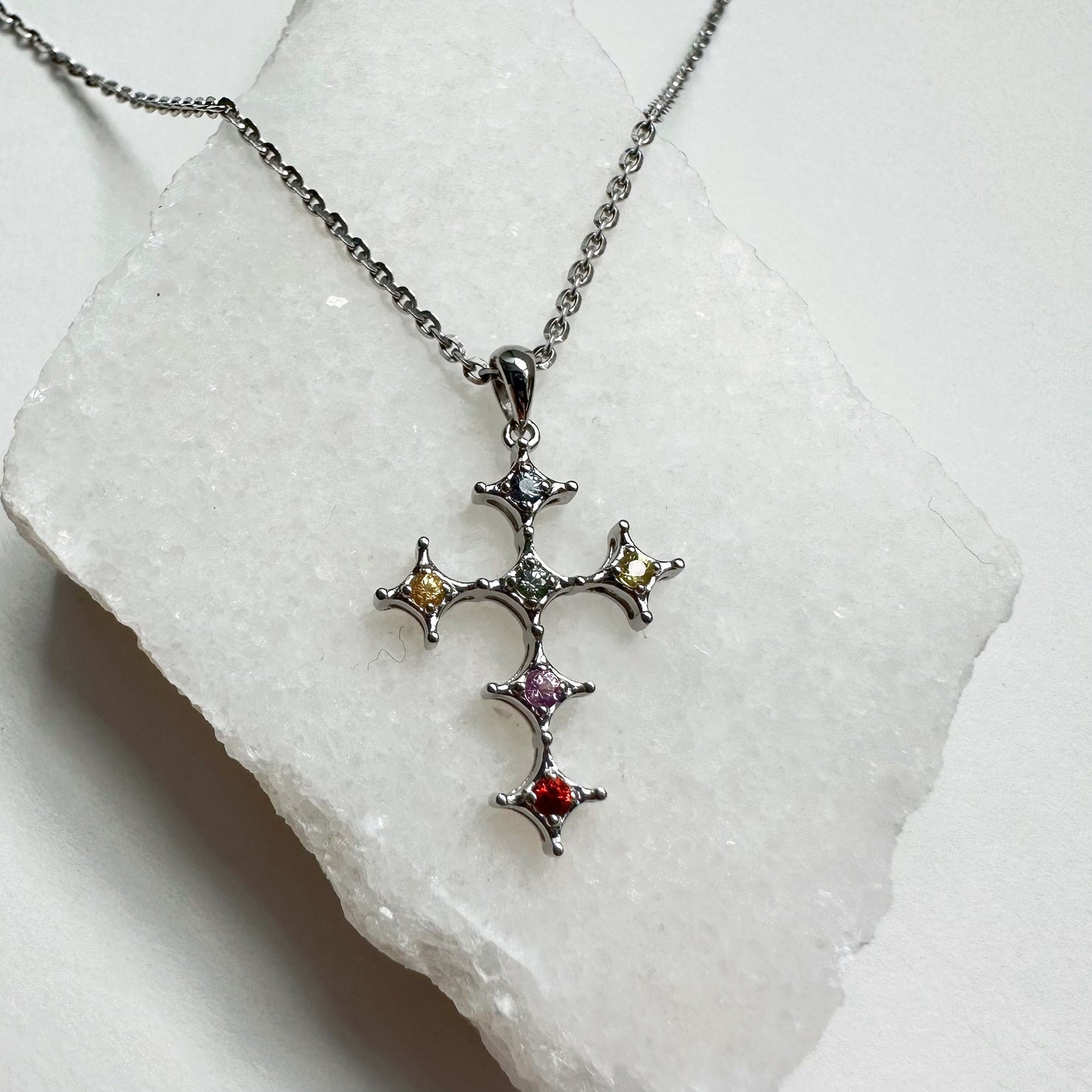 18K Solid Gold Genuine Multi Color Sapphire Pendant (pendant only)