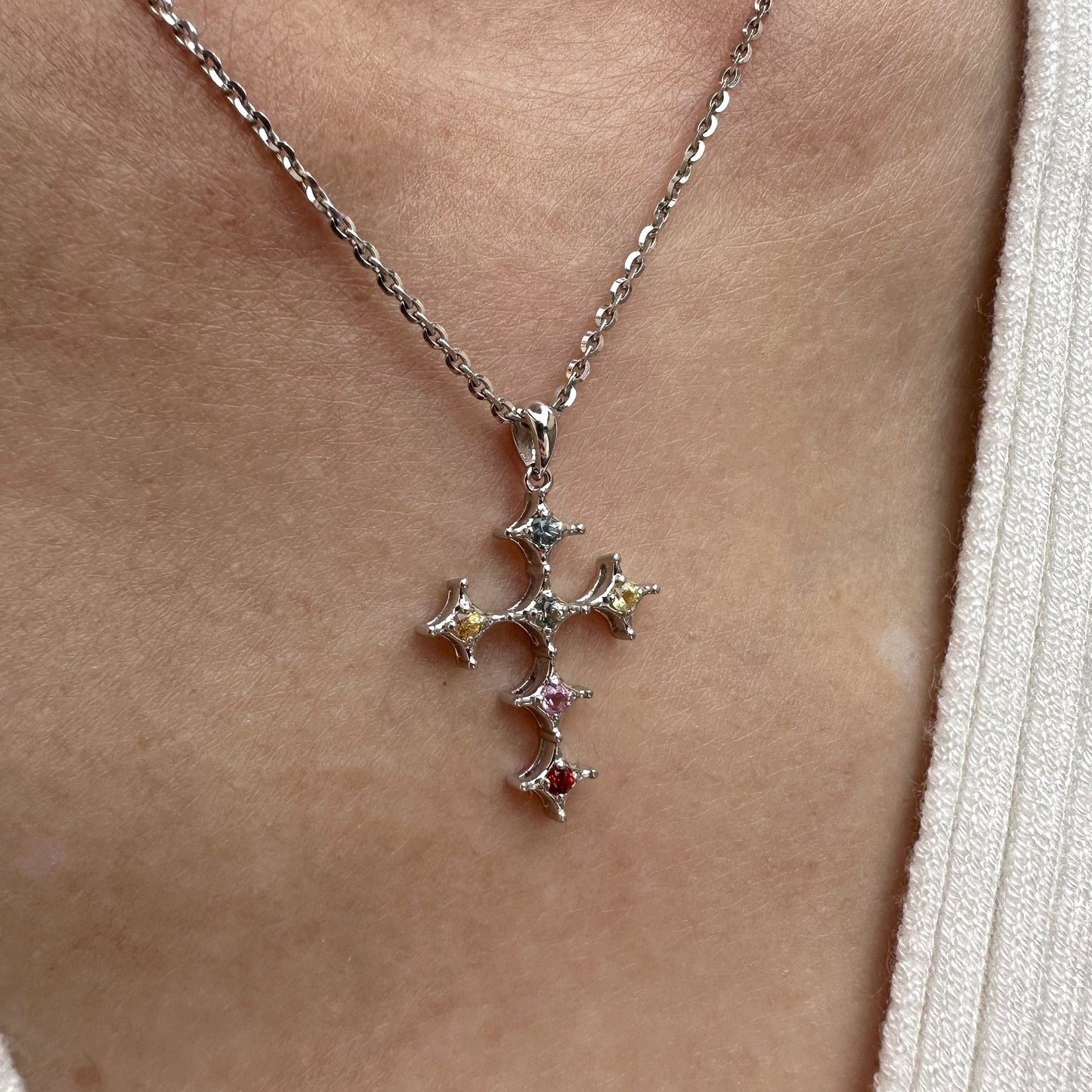 18K Solid Gold Genuine Multi Color Sapphire Pendant (pendant only)