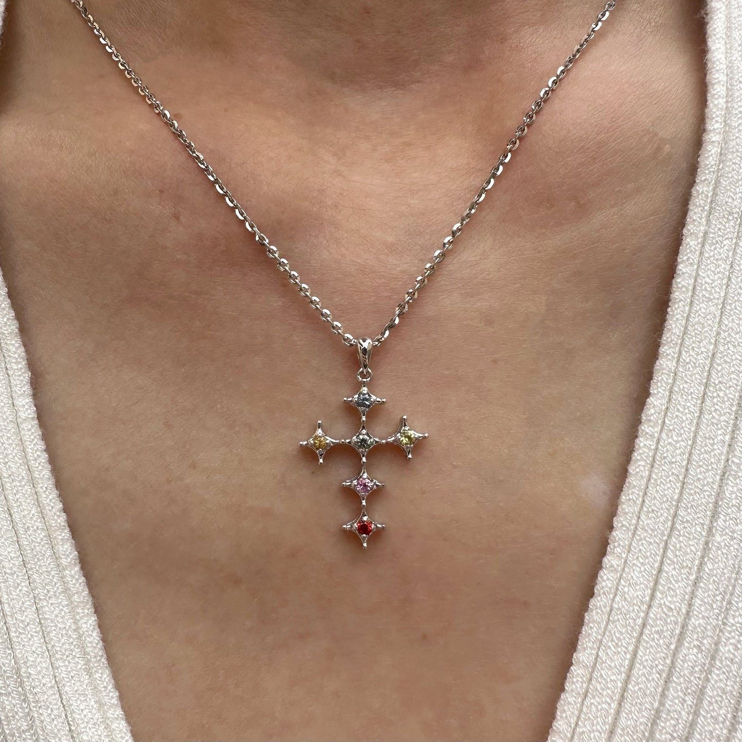 18K Solid Gold Genuine Multi Color Sapphire Pendant (pendant only)