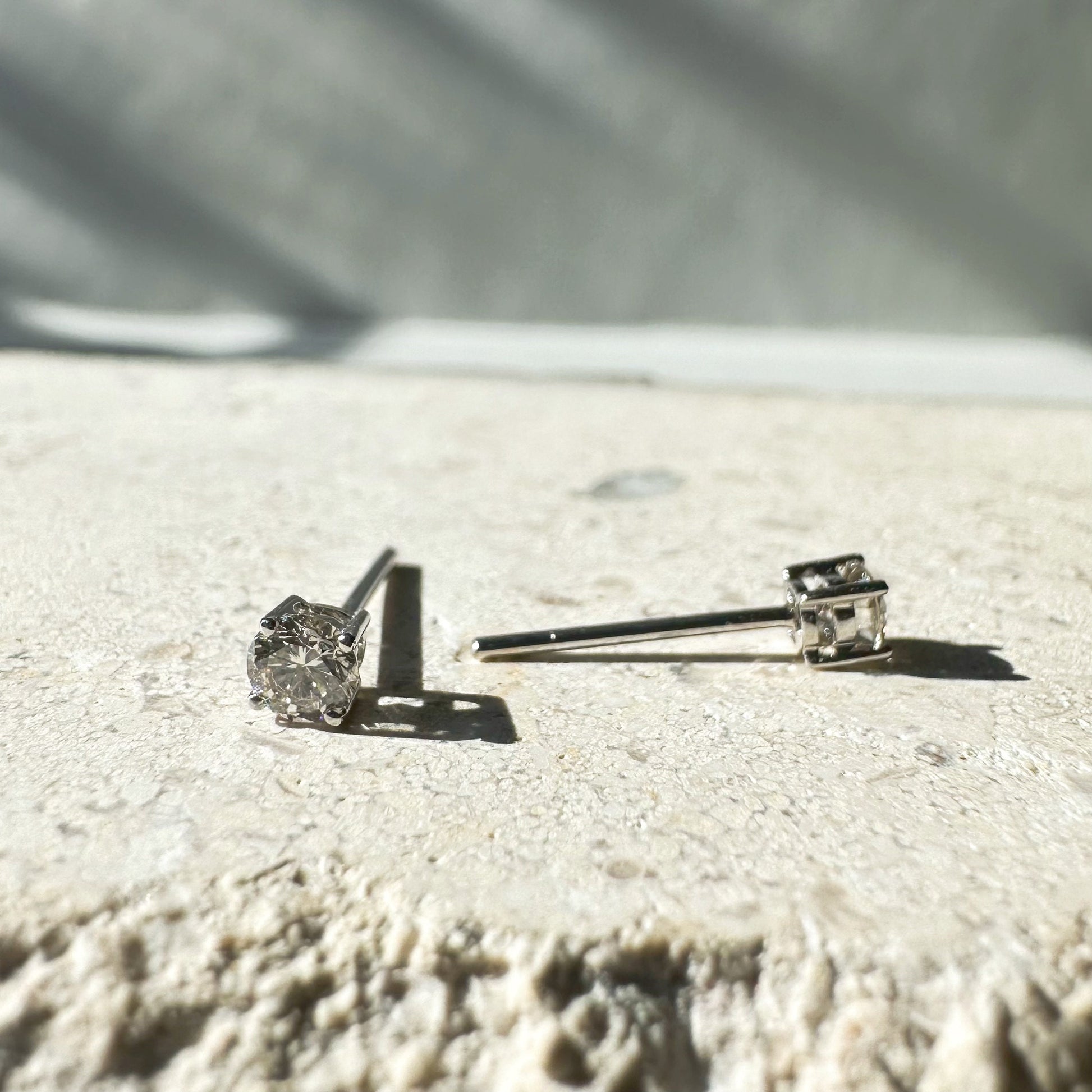 14K Solid Gold Genuine Diamond 0.32 Carat Studs/Pair