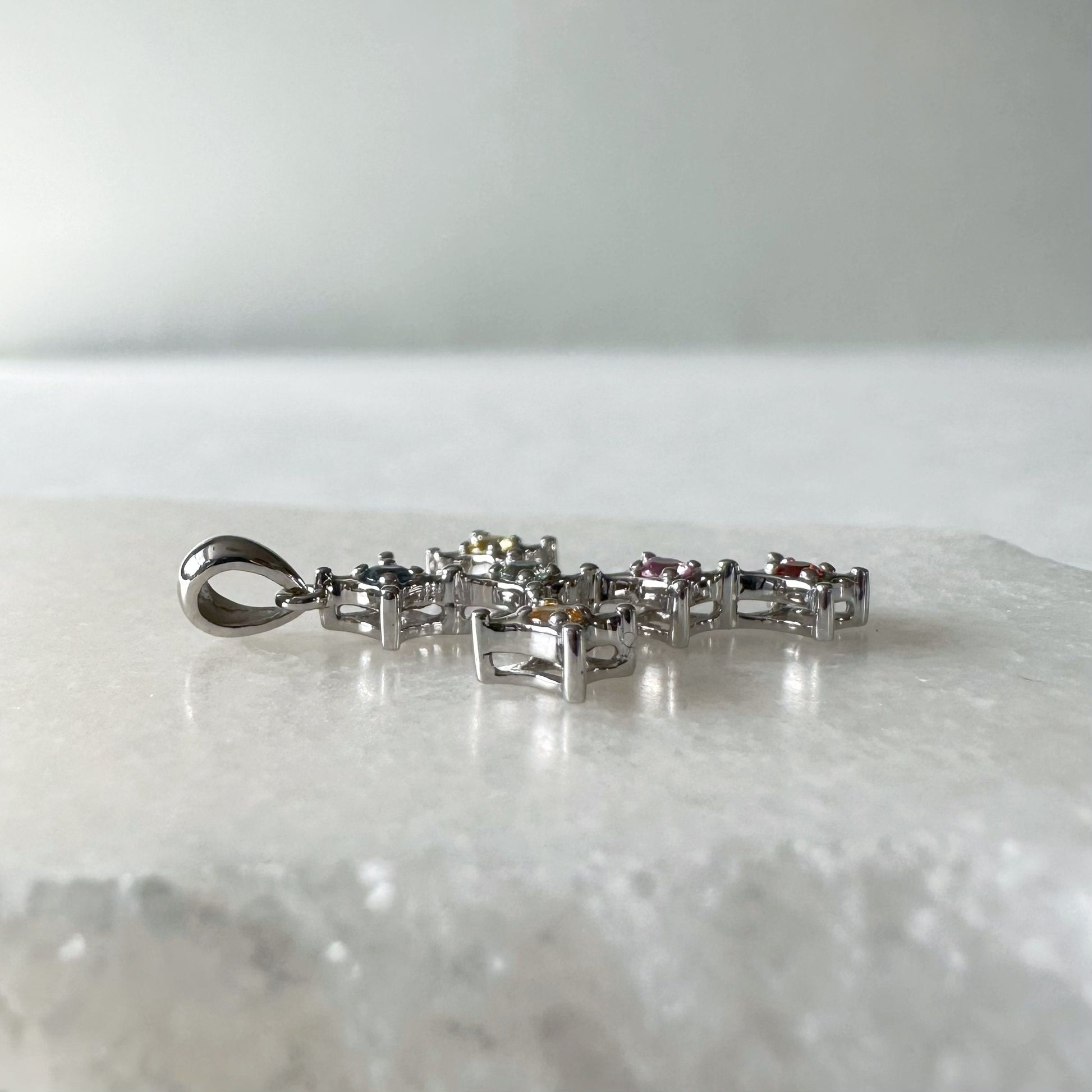 18K Solid Gold Genuine Multi Color Sapphire Pendant (pendant only)