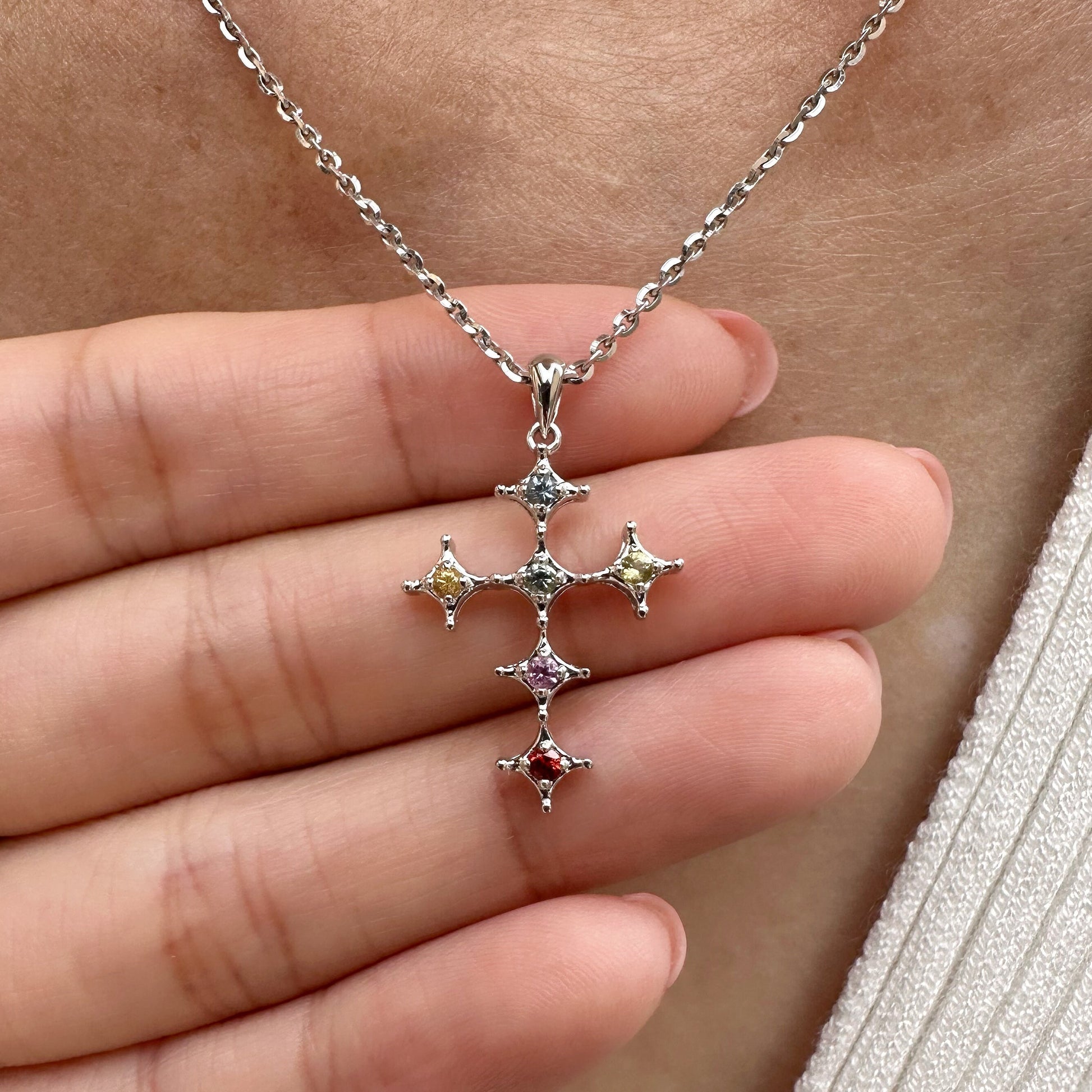 18K Solid Gold Genuine Multi Color Sapphire Pendant (pendant only)