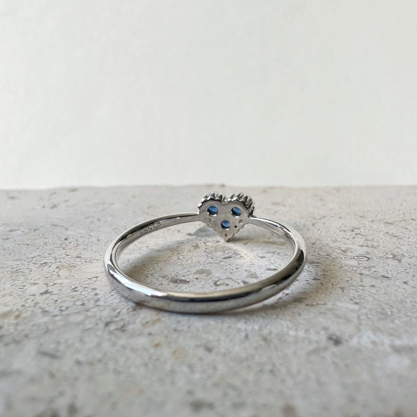 14K White Gold Natural Sapphire Heart Ring | Genuine Sapphire Ring | Dainty Promise Ring | September Birthstone Gift