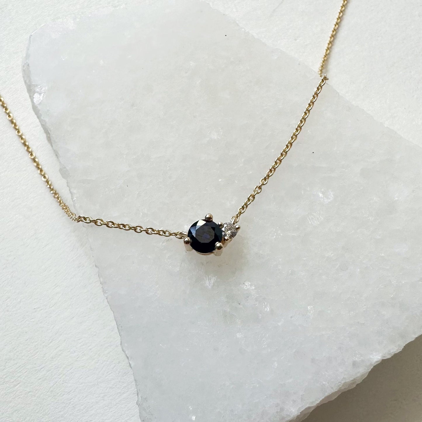 14K Solid Gold Genuine Diamond and Ruby/Sapphire/Emerald Stacked Necklace