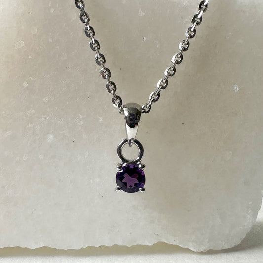14K Solid Gold Genuine Amethyst Pendant (Pendant Only)