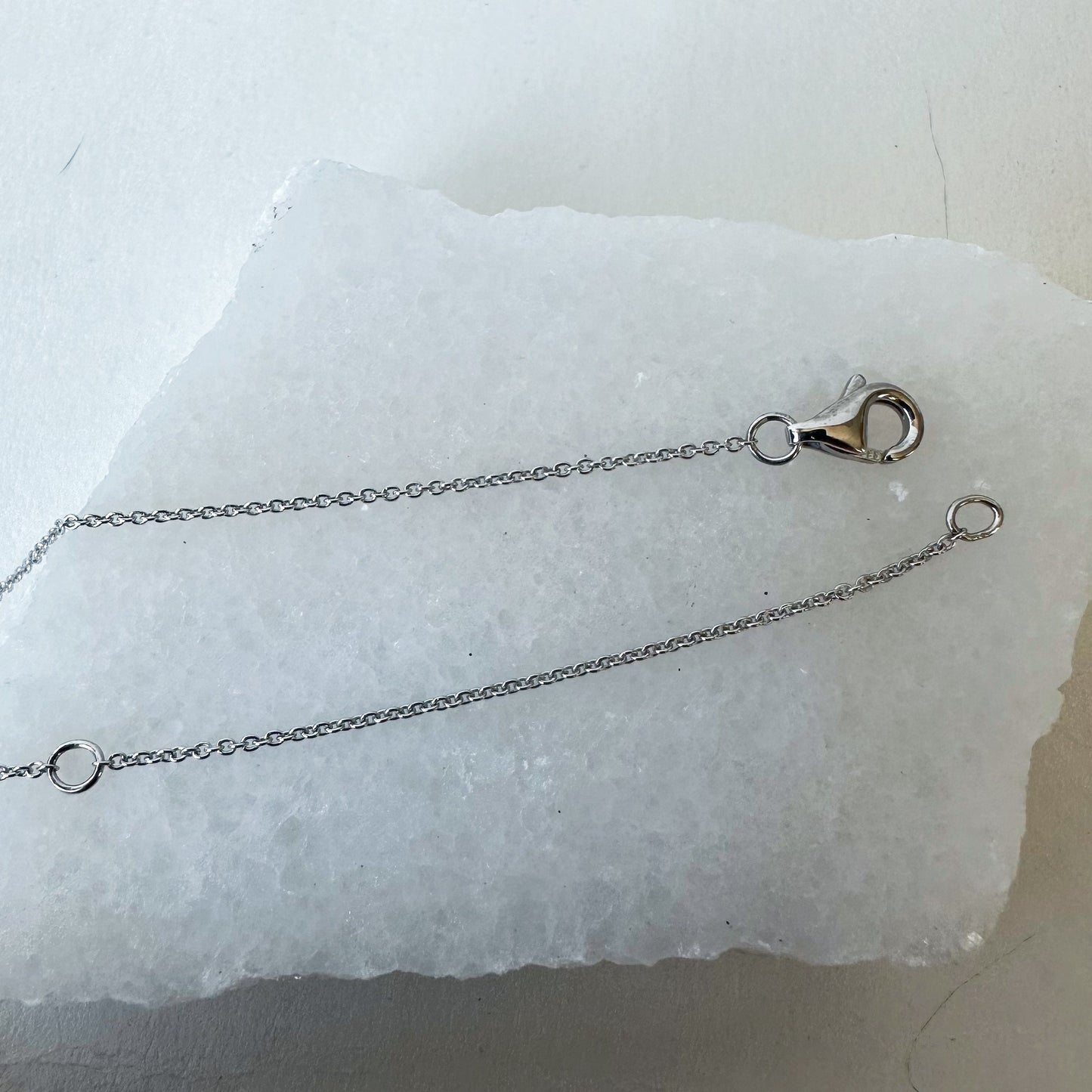 18K Solid White Gold Genuine Emerald and Diamond Flower Pendant