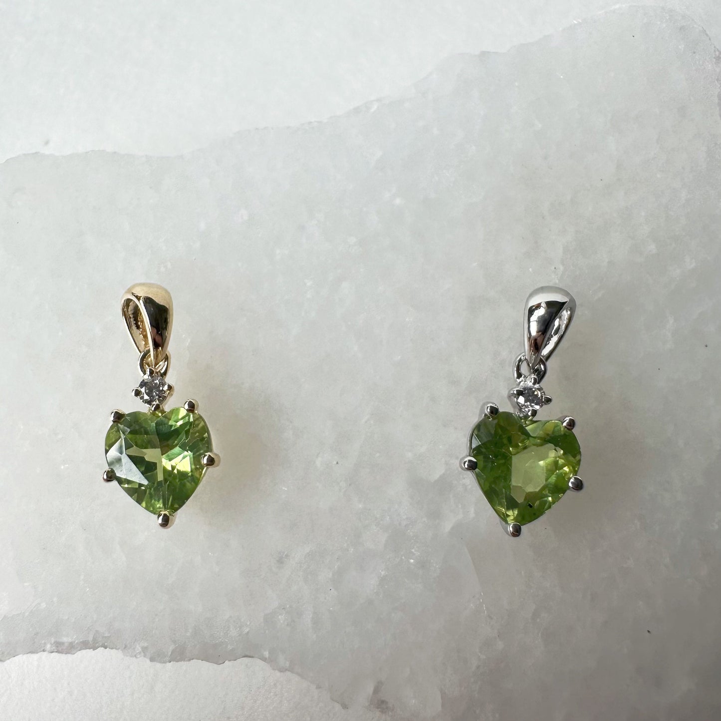 14K Solid Gold Heart Shaped Genuine Peridot Pendant/August Birthstone