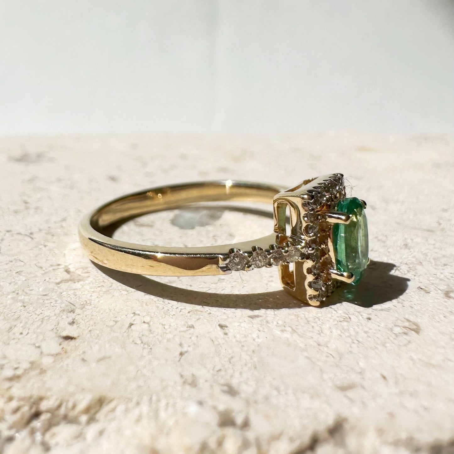 14K Solid Gold Genuine Emerald and Diamond Ring/Promise Ring/Engagement Ring