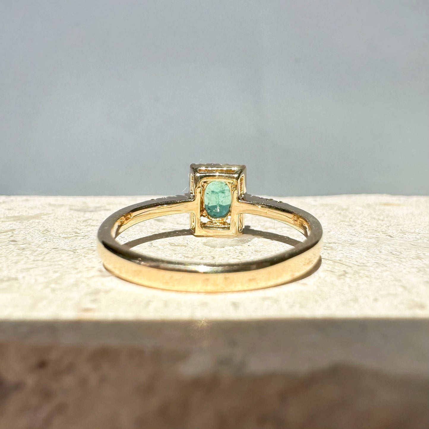 14K Solid Gold Genuine Emerald and Diamond Ring/Promise Ring/Engagement Ring