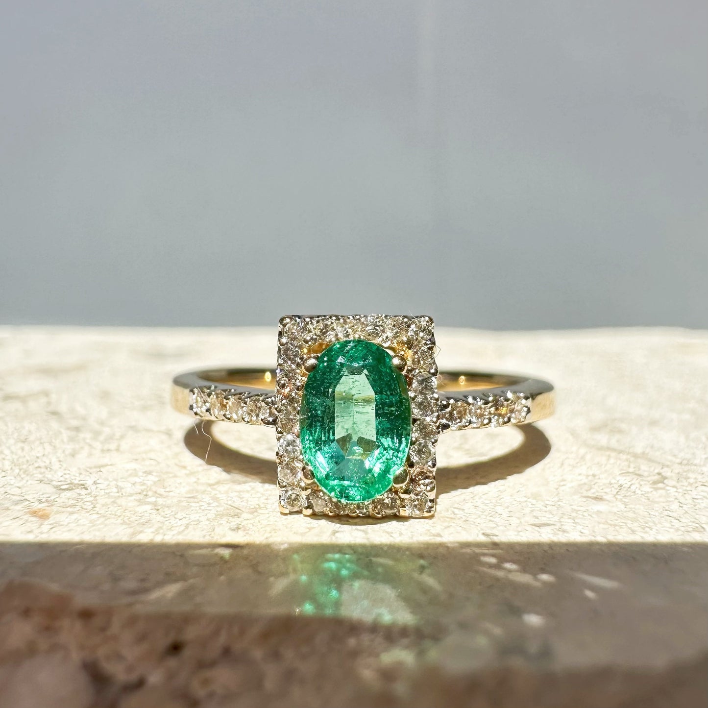 14K Solid Gold Genuine Emerald and Diamond Ring/Promise Ring/Engagement Ring