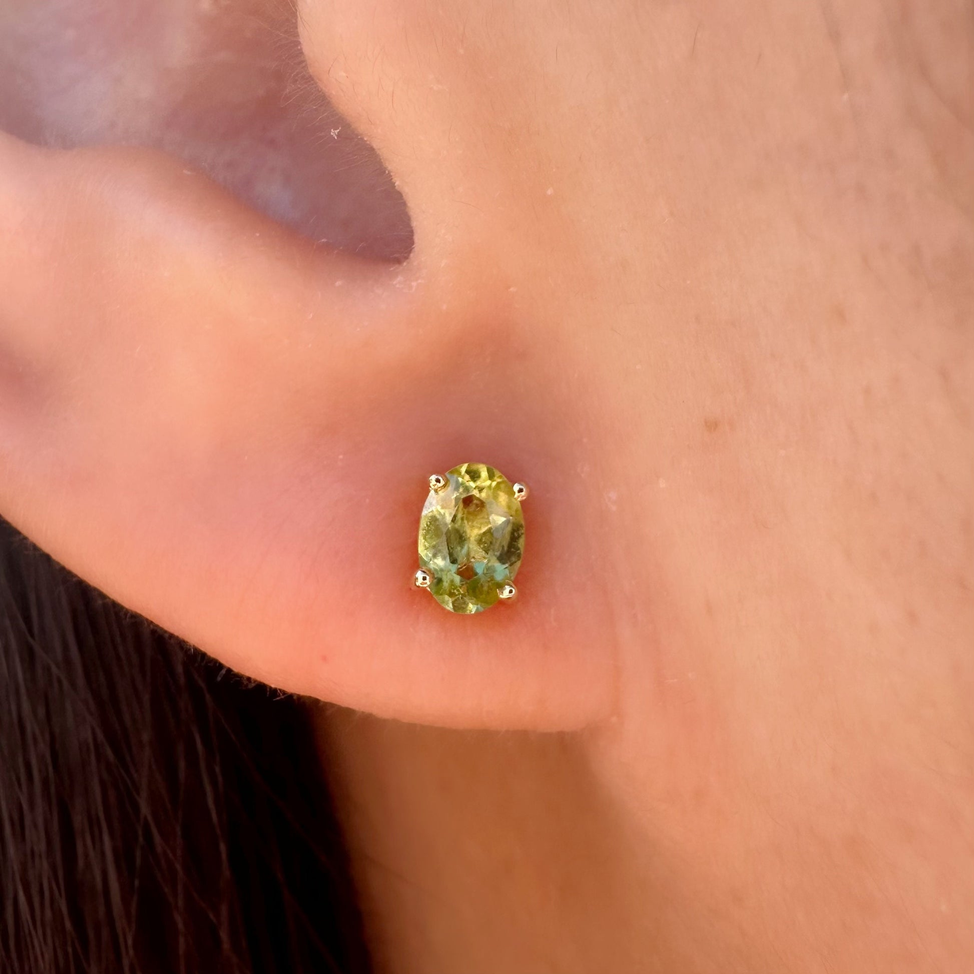 14K Solid Gold Peridot Studs