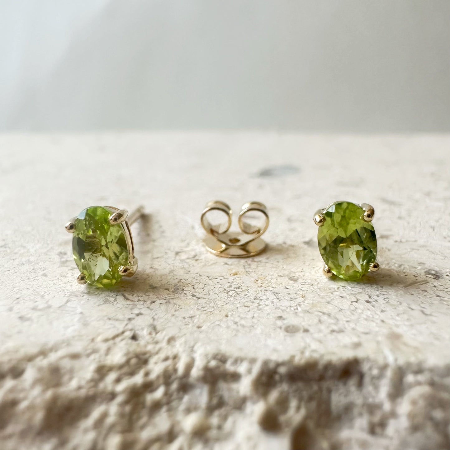 14K Solid Gold Peridot Studs