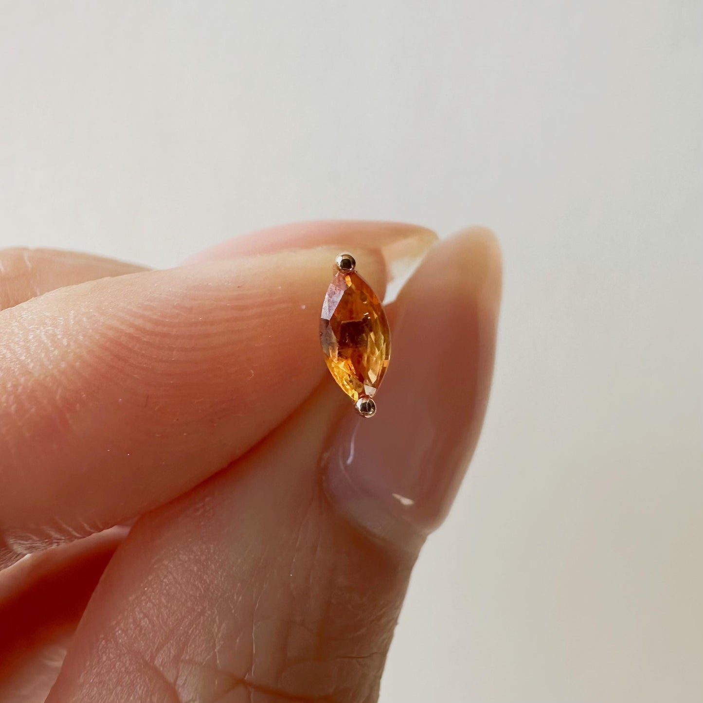 14K Solid Rose Gold Orange Sapphire Marquise Studs (pair)