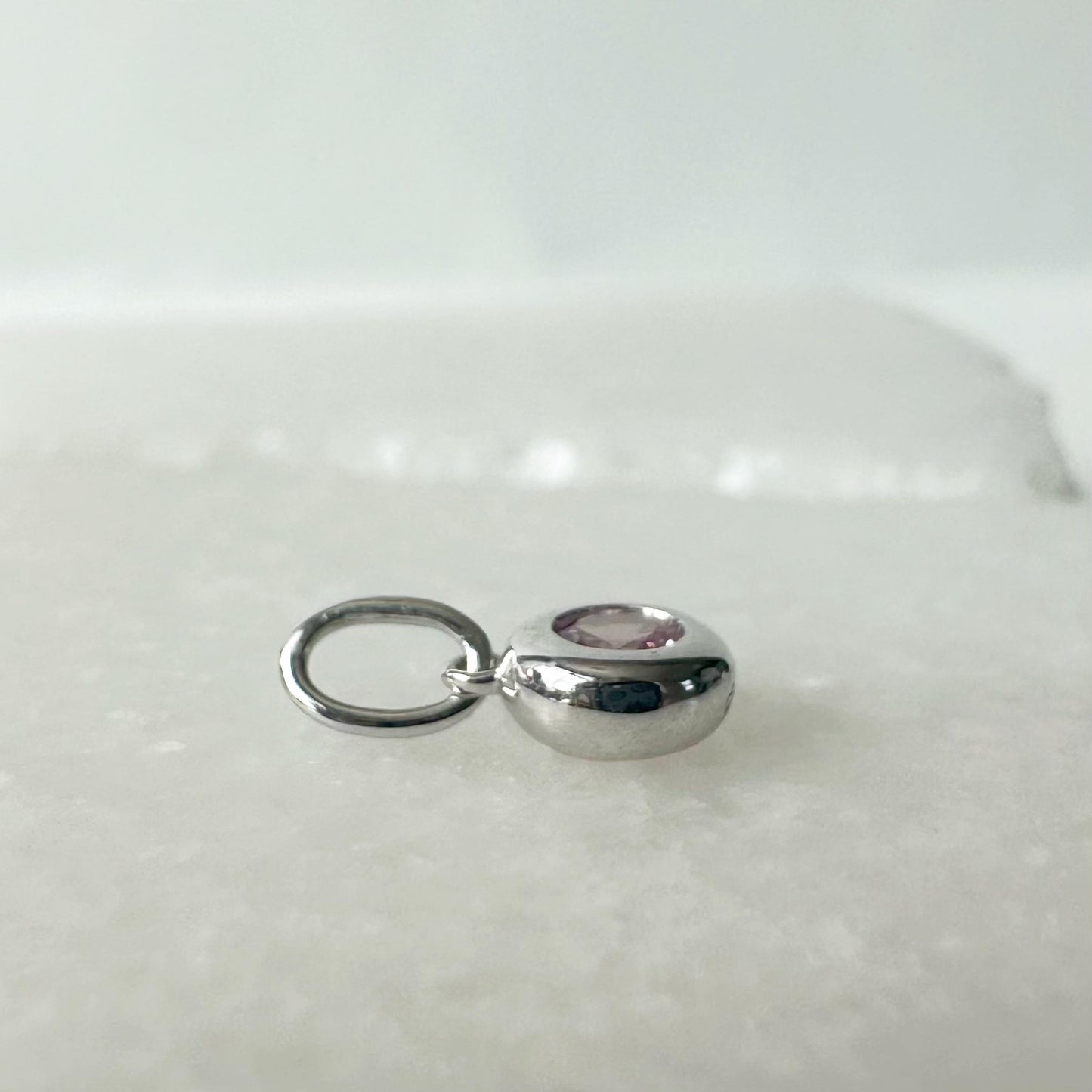 14K Solid Gold Genuine Bezel Pink Sapphire Pendant