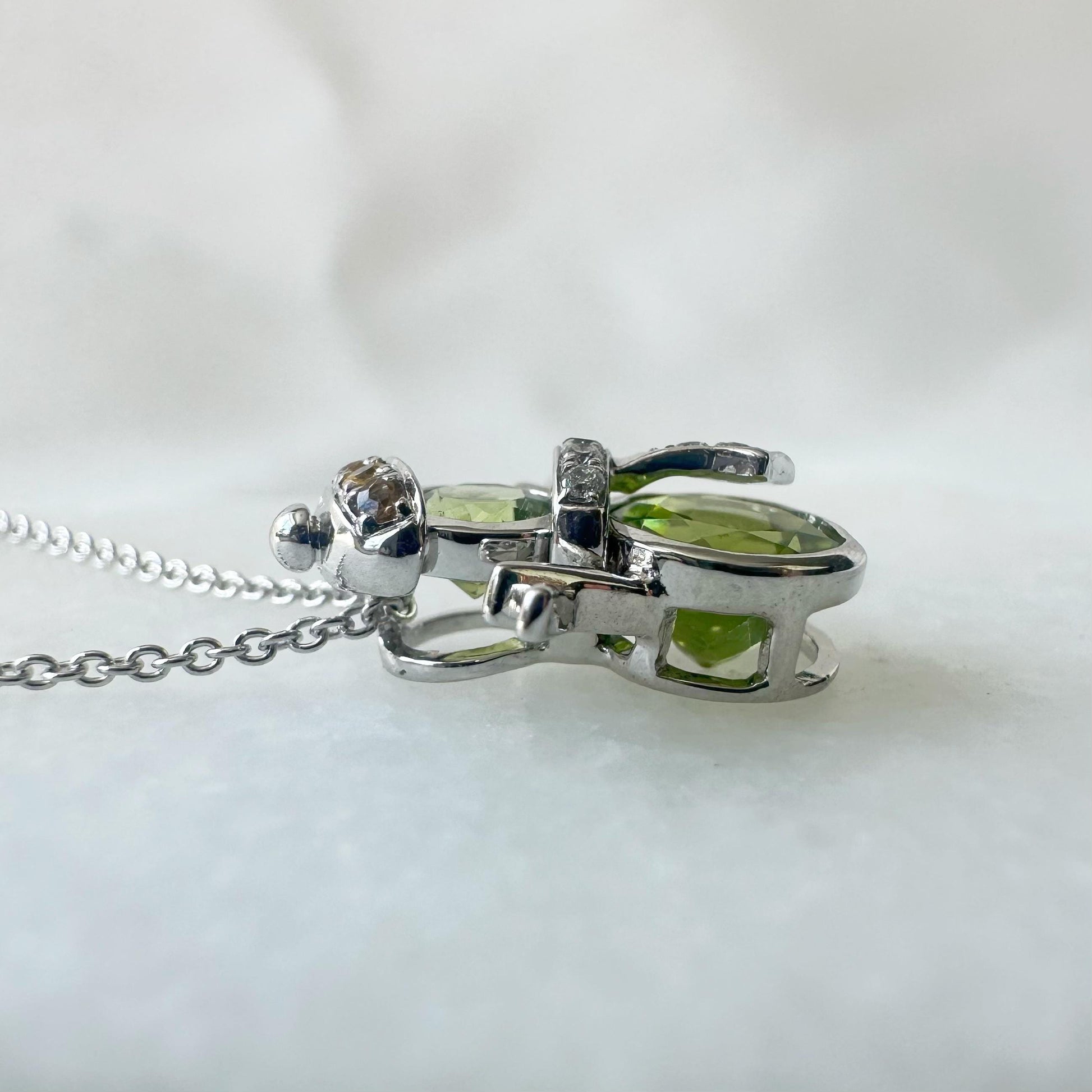14K Solid Gold Genuine Peridot Snowman Pendant