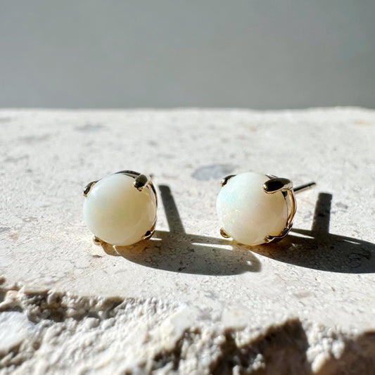14K Solid Gold 6mm Australian Genuine Opal Studs