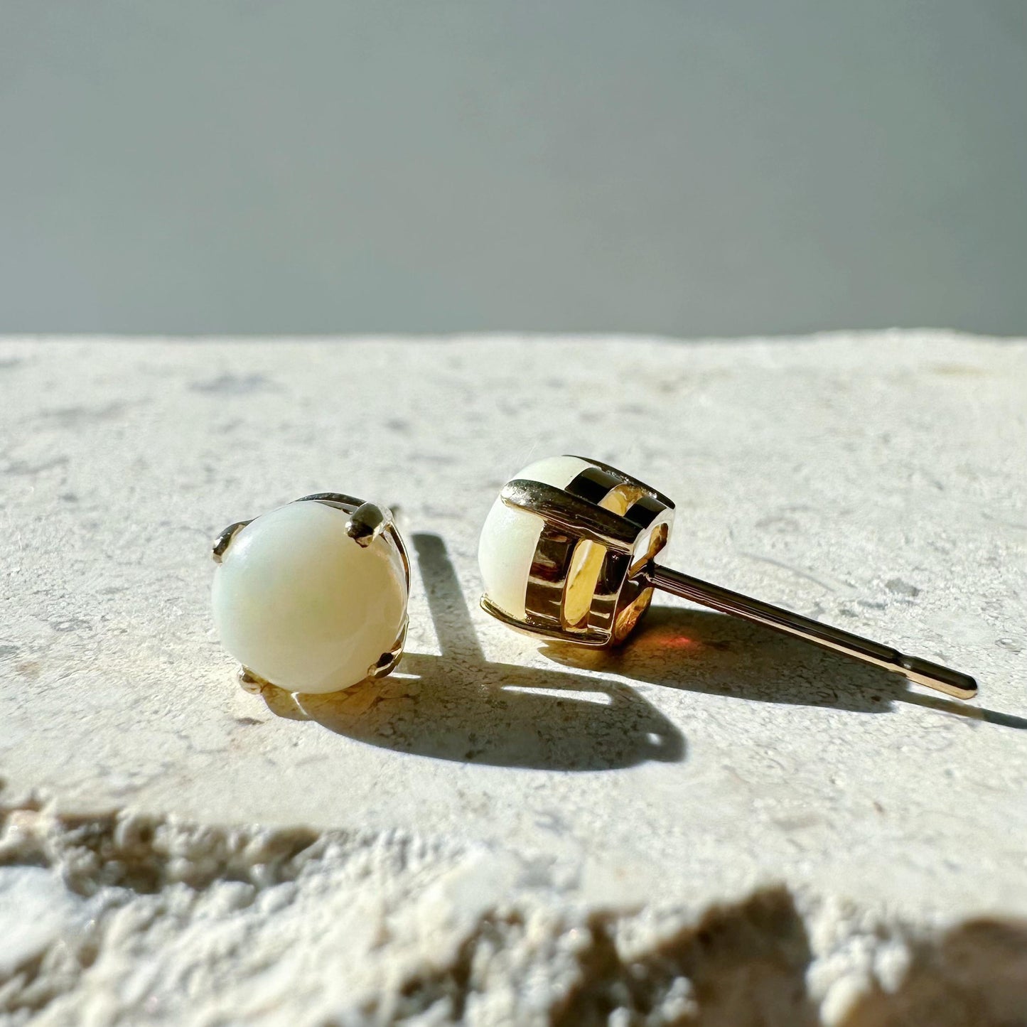 14K Solid Gold 6mm Australian Genuine Opal Studs