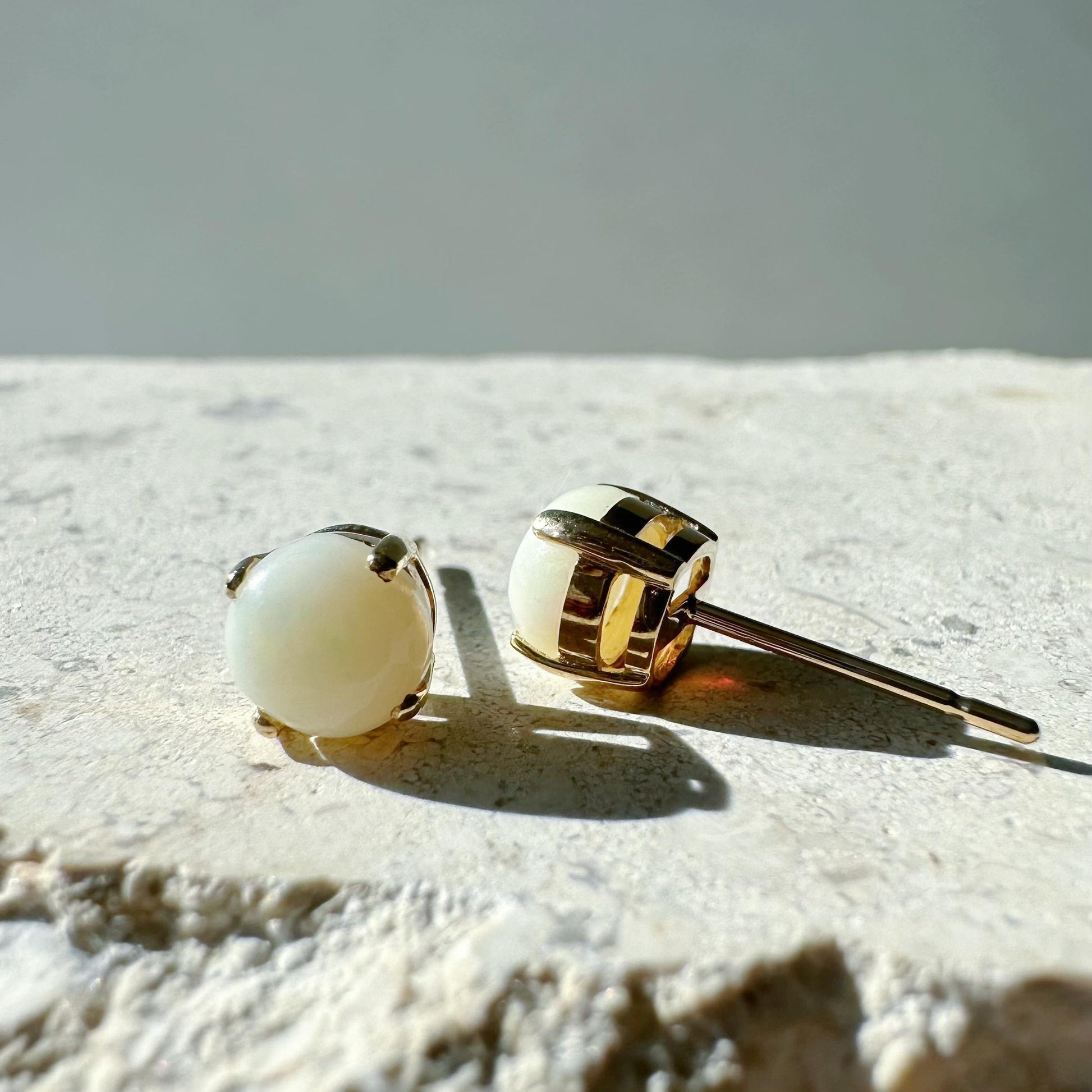 14K Solid Gold 6mm Australian Genuine Opal Studs