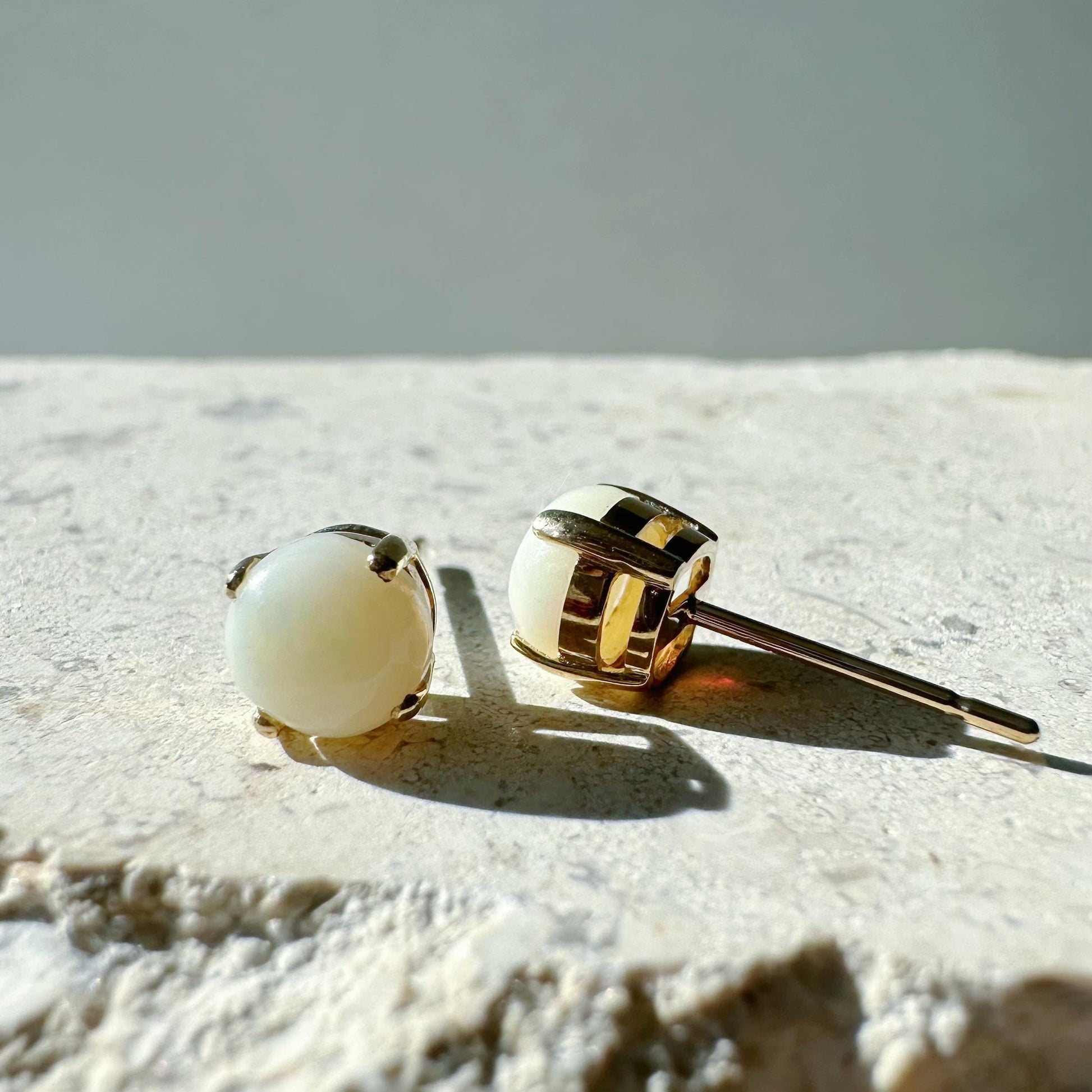 14K Solid Gold 6mm Australian Genuine Opal Studs