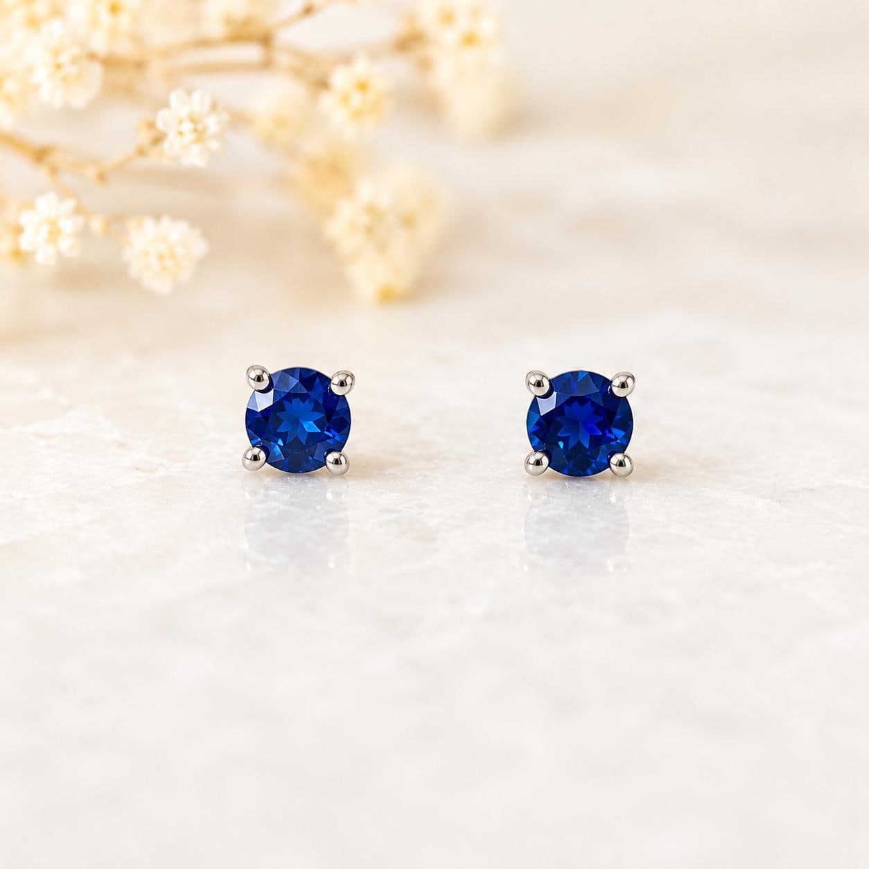 14K Solid Gold Natural 3mm Sapphire Studs | Genuine Blue Sapphire Studs | September Birthstone Earrings | Fine Jewelry Gift