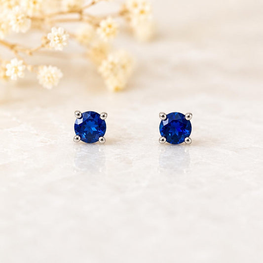 14K Solid Gold Natural 3mm Sapphire Studs | Genuine Blue Sapphire Studs | September Birthstone Earrings | Fine Jewelry Gift