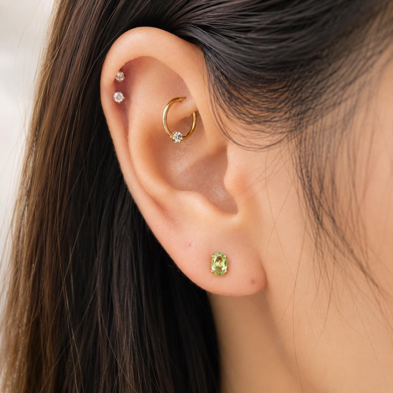 14K Solid Gold Natural Peridot Stud Earrings | Genuine Peridot Earrings | August Birthstone | Oval Gold Studs | Fine Jewelry Gift for Her