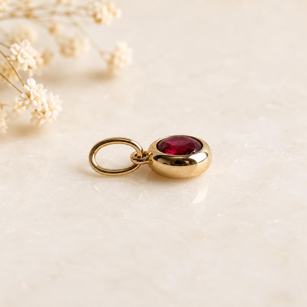 Rubellite Necklace, 14K Solid Gold Bezel Pendant, Genuine Pink Tourmaline Necklace, October Birthstone Gift, Dainty Necklace for Her