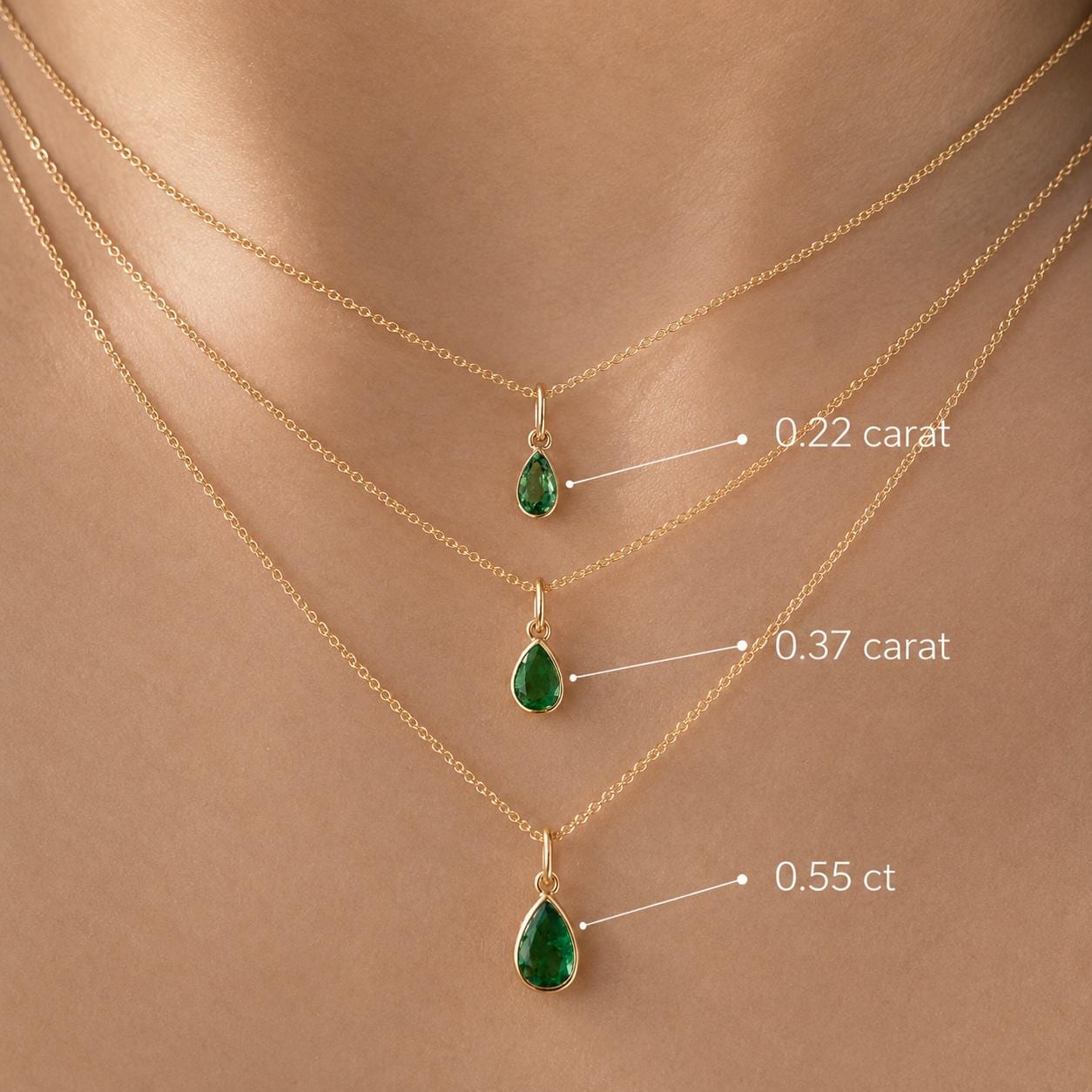 Natural Emerald Teardrop Necklace, 14K Gold Bezel Pendant, Genuine Pear Cut Emerald, May Birthstone Gift