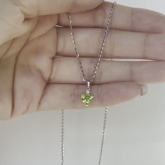 14K Solid Gold Heart Shaped Genuine Peridot Pendant/August Birthstone