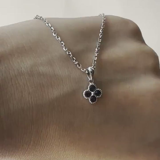 14K Solid Gold Natural Sapphire Clover Necklace | 0.31 CT Genuine Sapphire Necklace Charm | September Birthstone Gift