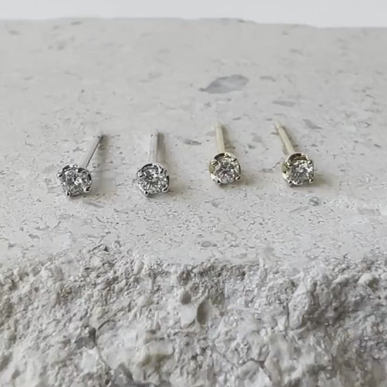 14K Solid Gold Genuine Diamond Studs/Pair