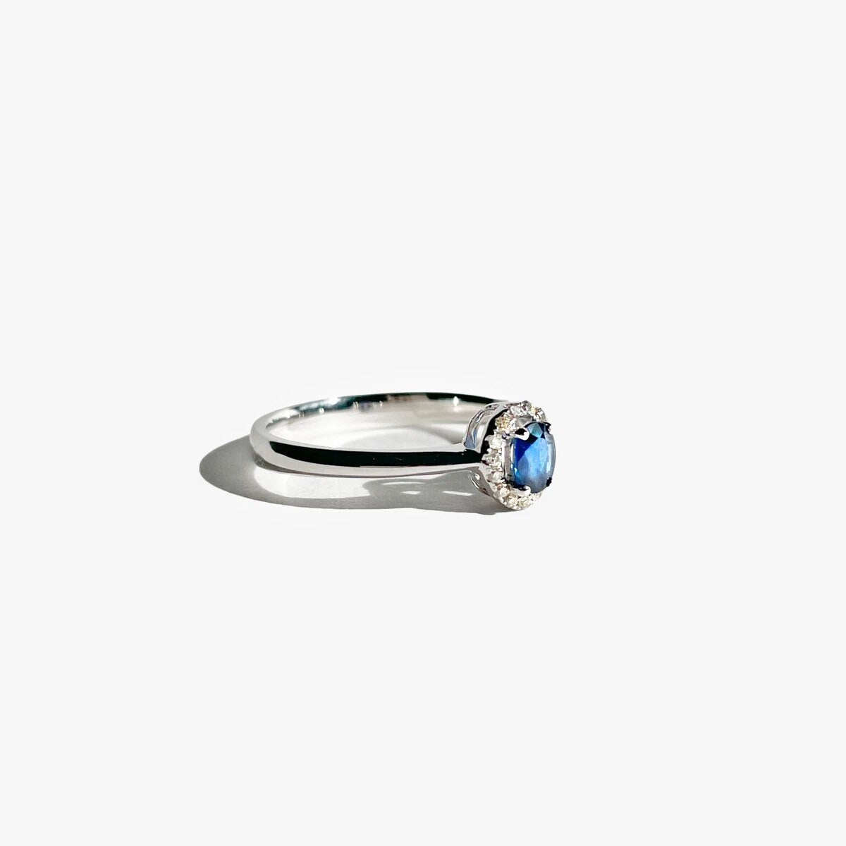 14K Solid Gold Sapphire and Diamond Ring