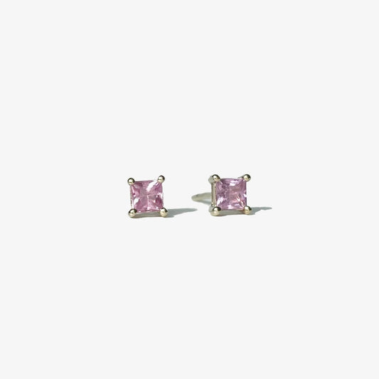 14K Solid Gold Genuine Pink Sapphire Studs