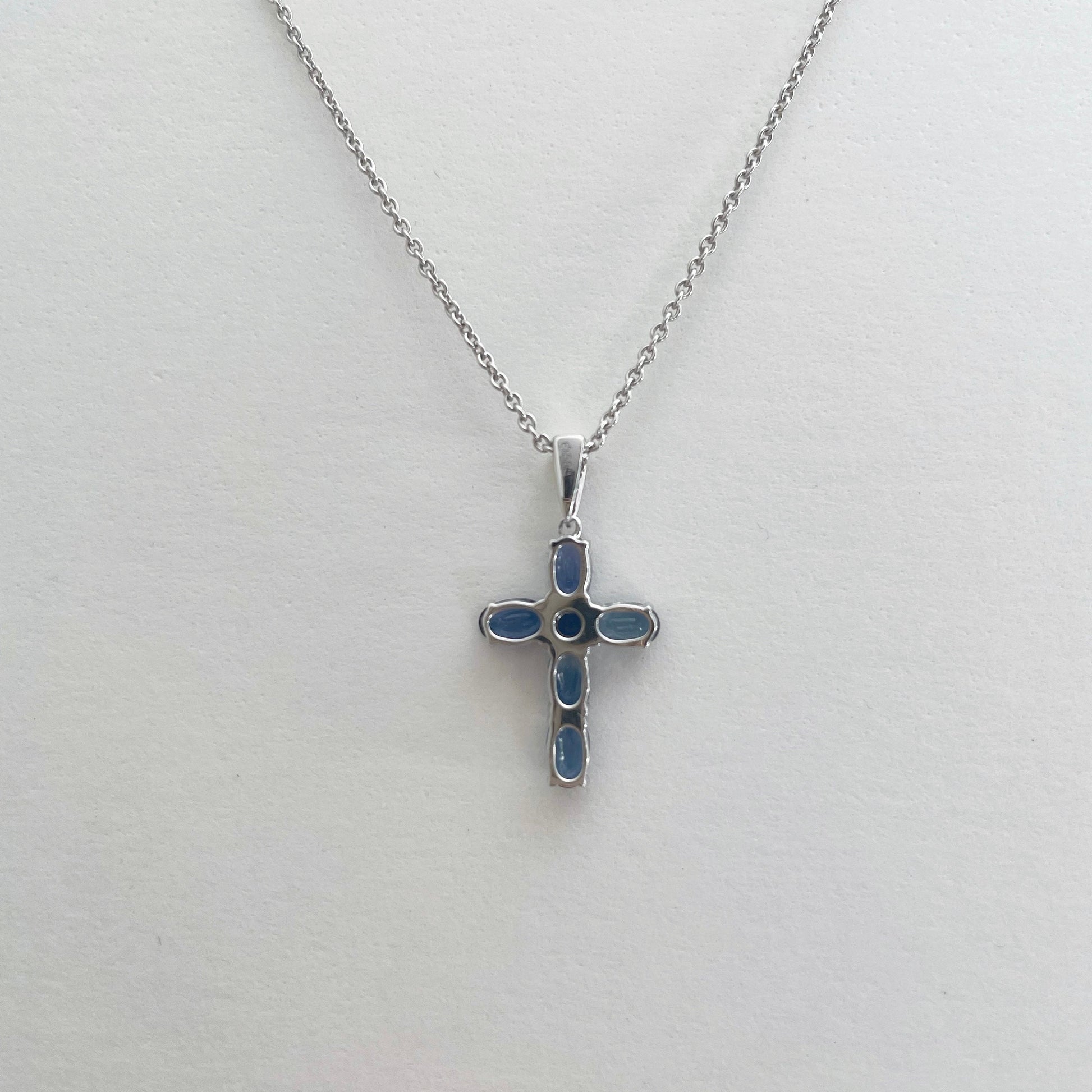 14K Solid Gold Genuine Sapphire Cross Pendant (pendant only)