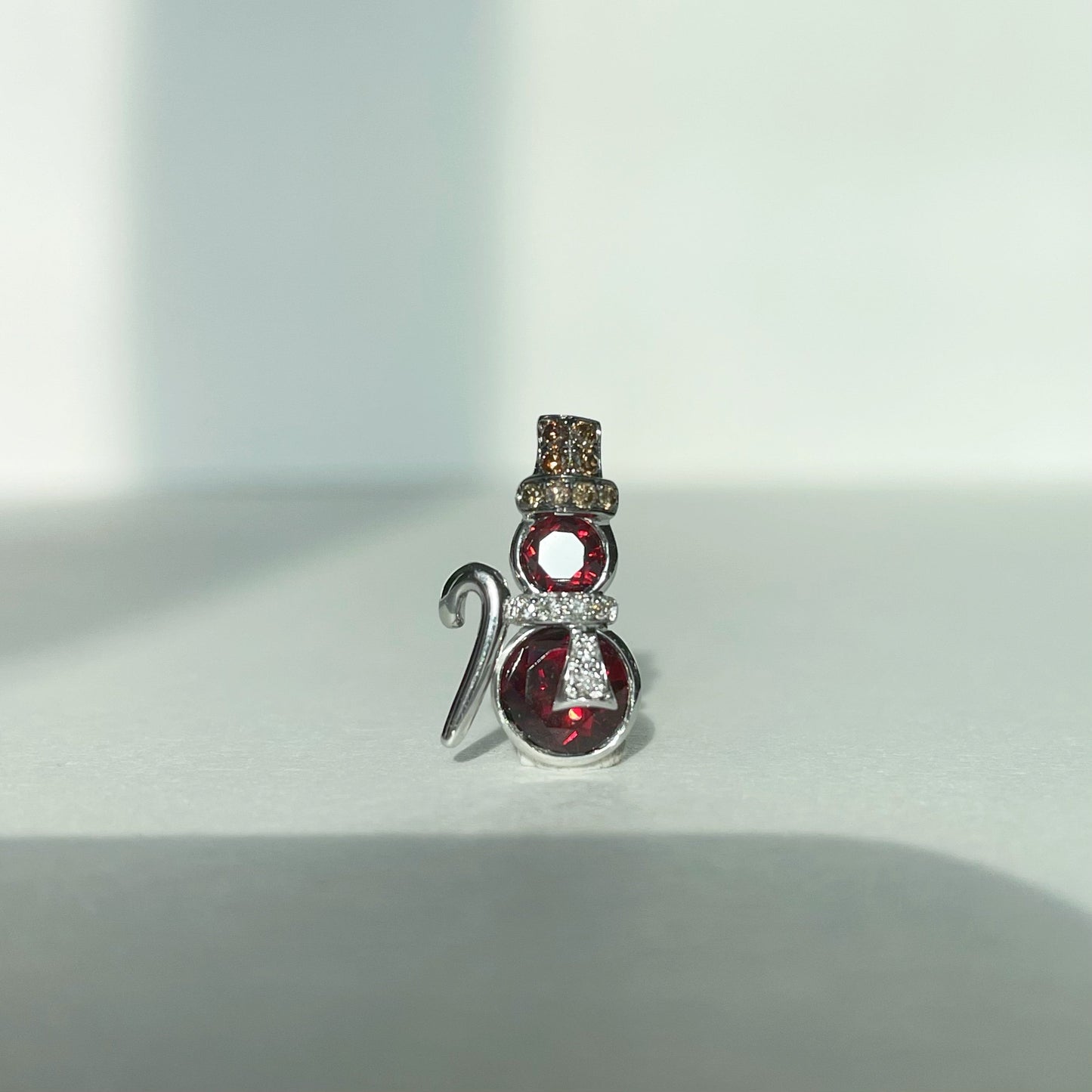 18K Solid Gold Garnet Snowman Pendant (pendant only)