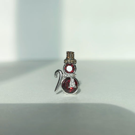 18K Solid Gold Garnet Snowman Pendant (pendant only)