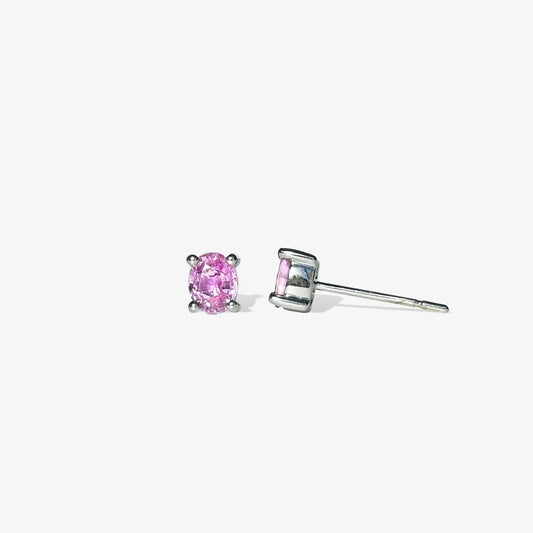 14K Solid Gold Natural Pink Sapphire Studs