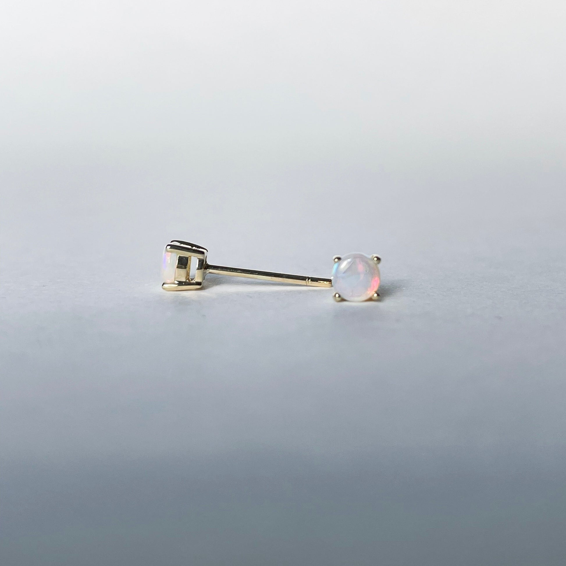 14K Solid Gold 4mm Natural Opal Studs