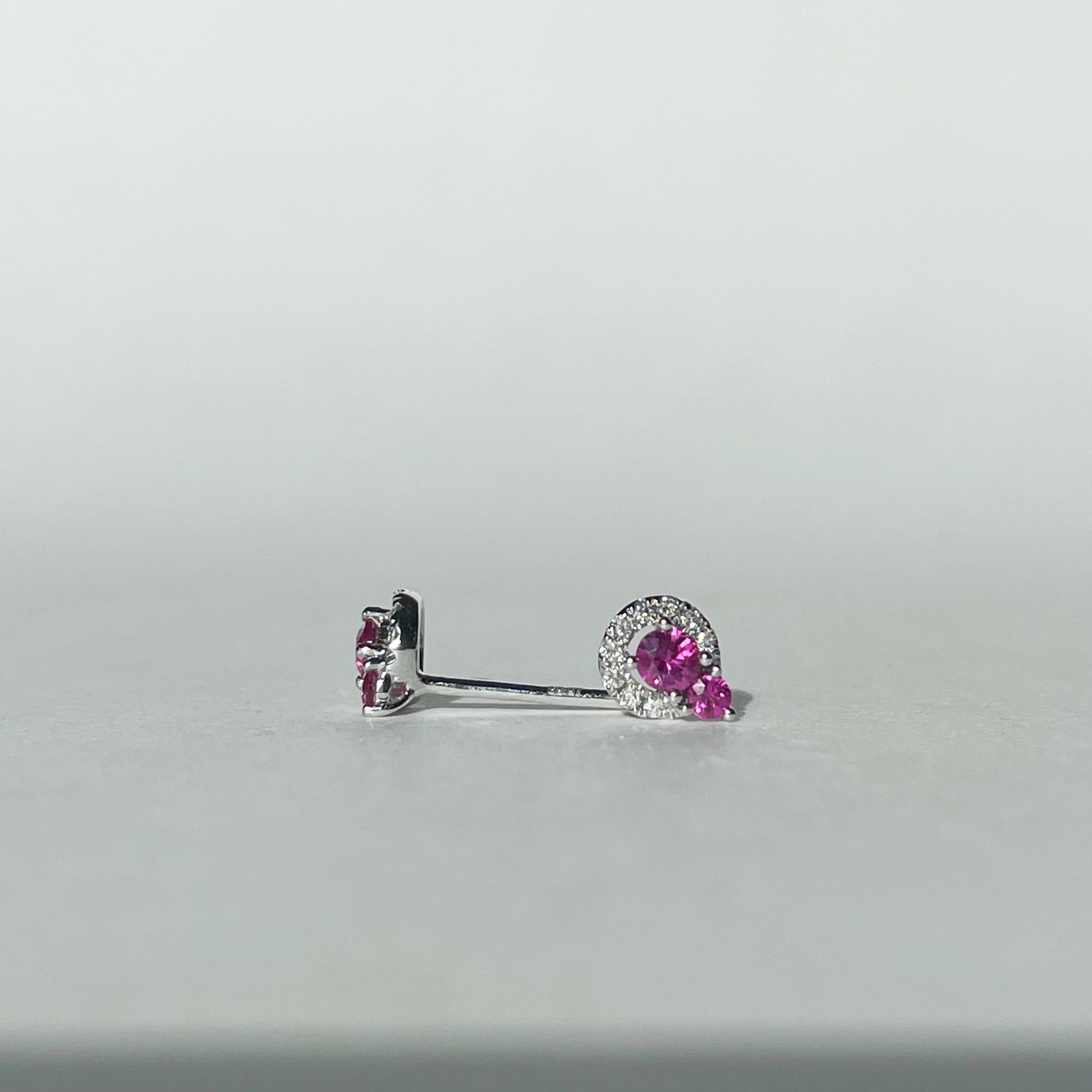 18K Solid Gold Ruby and Diamond Circle Studs