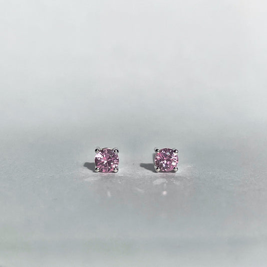 14K Solid Gold Genuine Pink Sapphire Studs