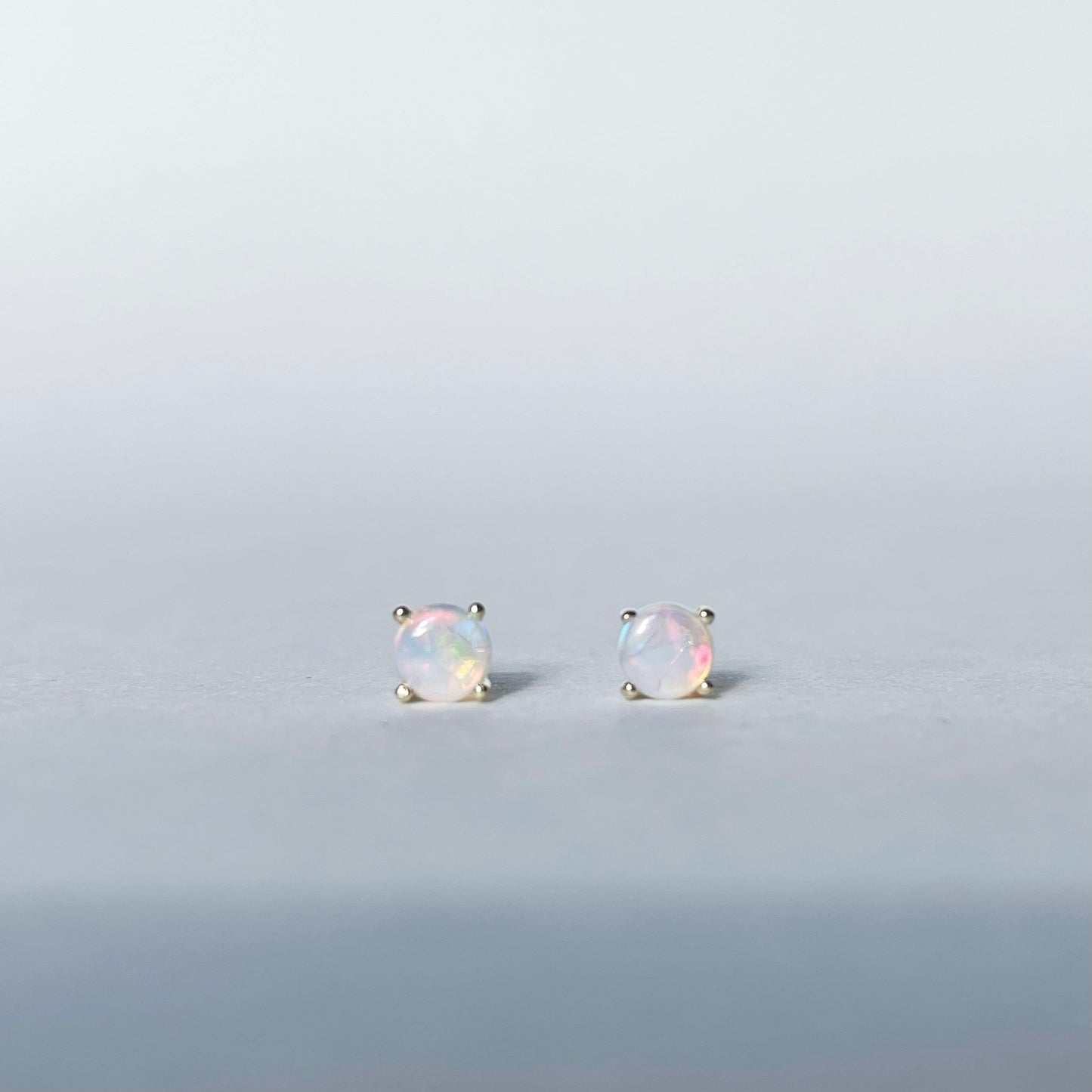 14K Solid Gold 4mm Natural Opal Studs