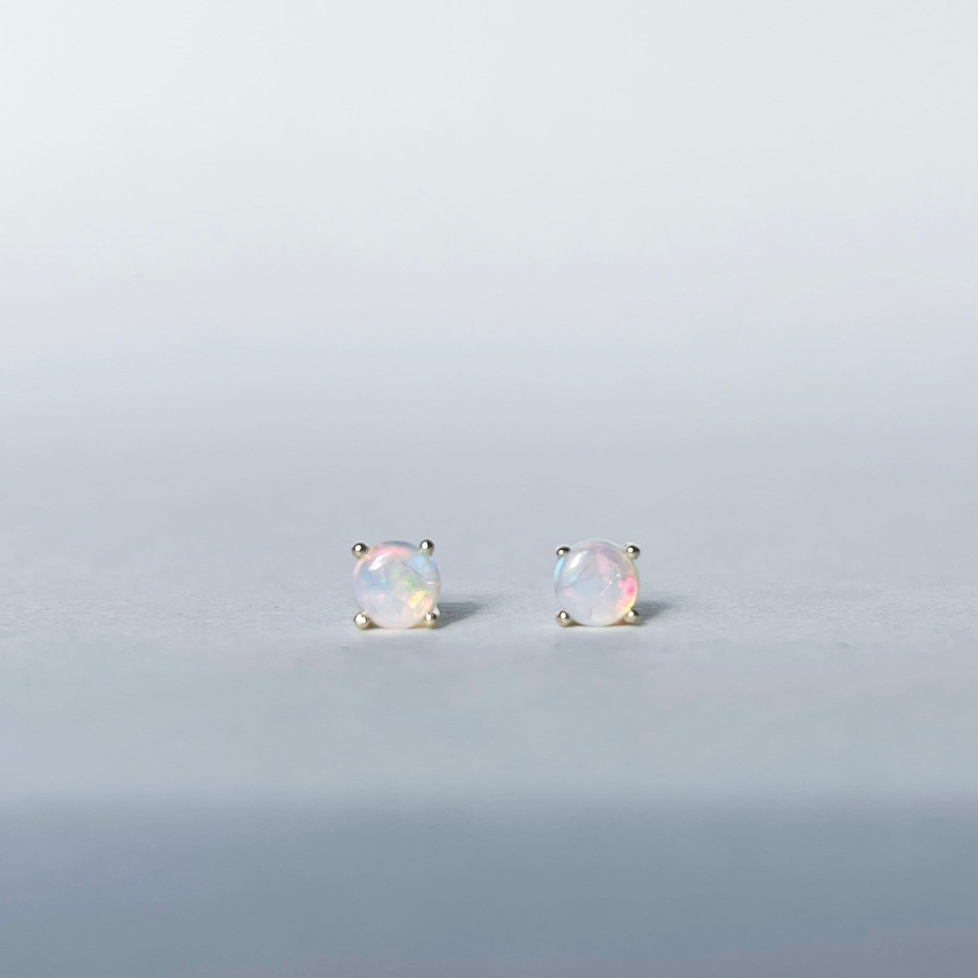 14K Solid Gold 4mm Natural Opal Studs