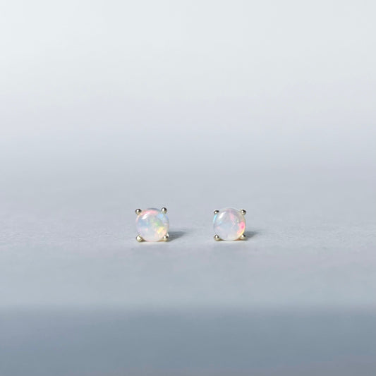 14K Solid Gold 4mm Natural Opal Studs