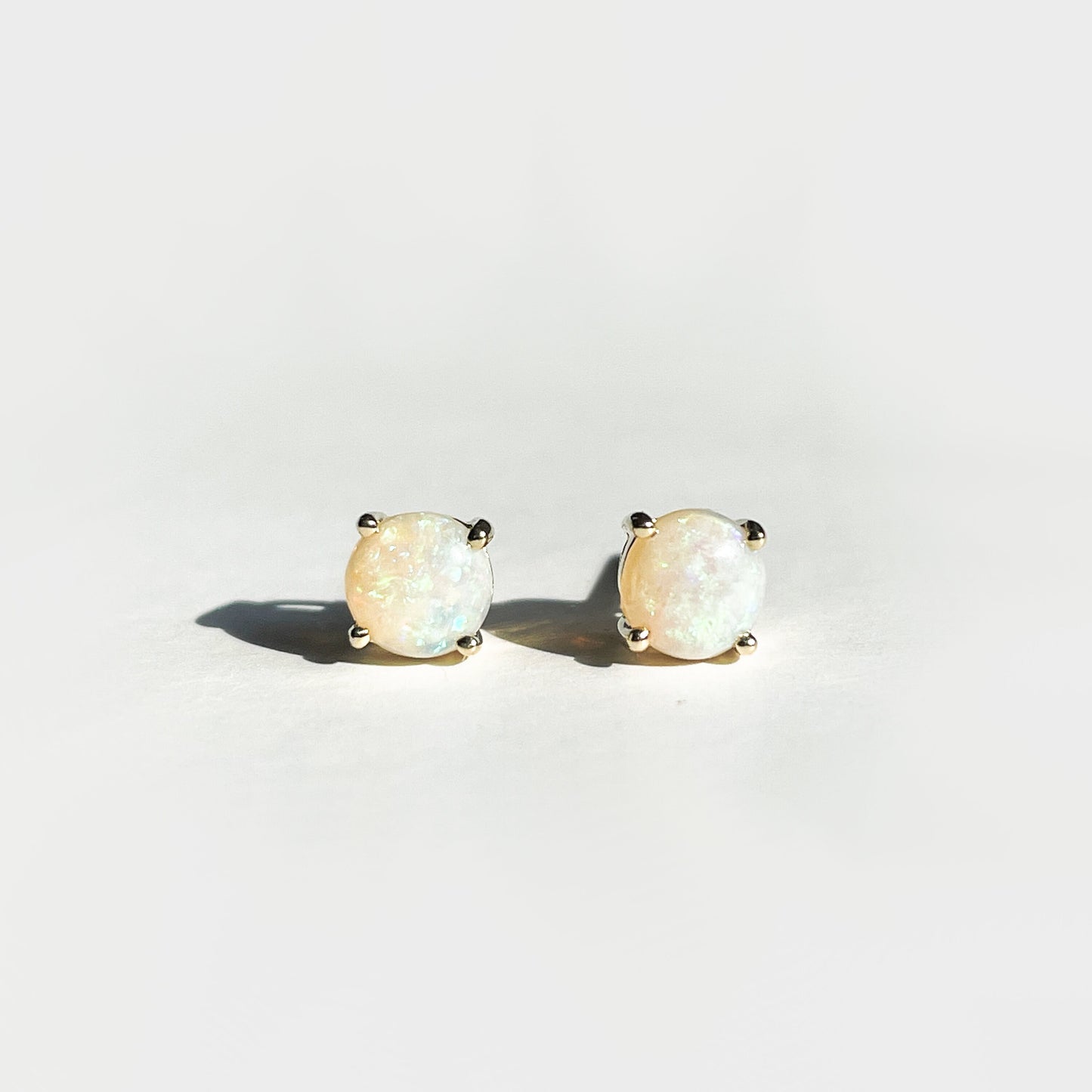 14K Solid Gold 4mm Australian Genuine Opal Studs